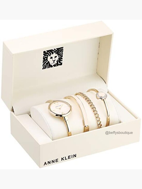 Gold-Tone Bangle Watch with Crystal Bracelet Set main image 5
